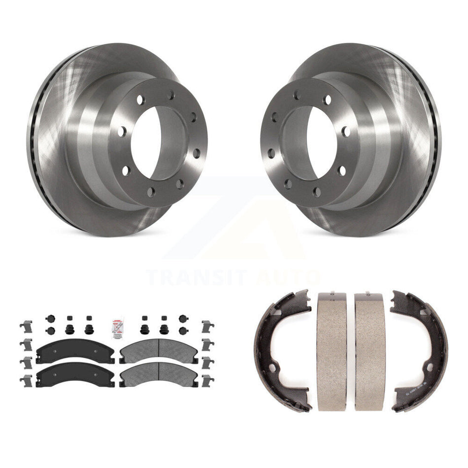 Rear Disc Rotors Semi-Metallic Pads And Parking Brake Shoes Kit For GMC Savana 3500 K8A-108323