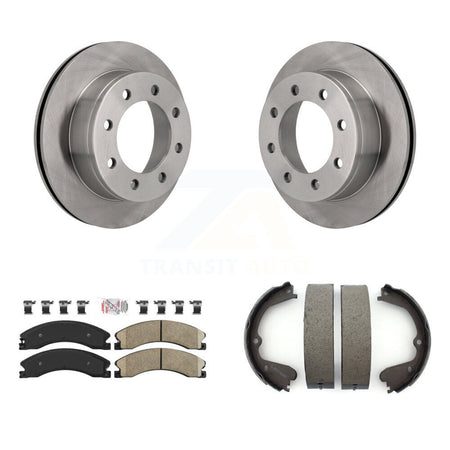 Rear Disc Rotors Ceramic Pads And Parking Brake Shoes Kit For Chevrolet Express 4500 K8A-108324