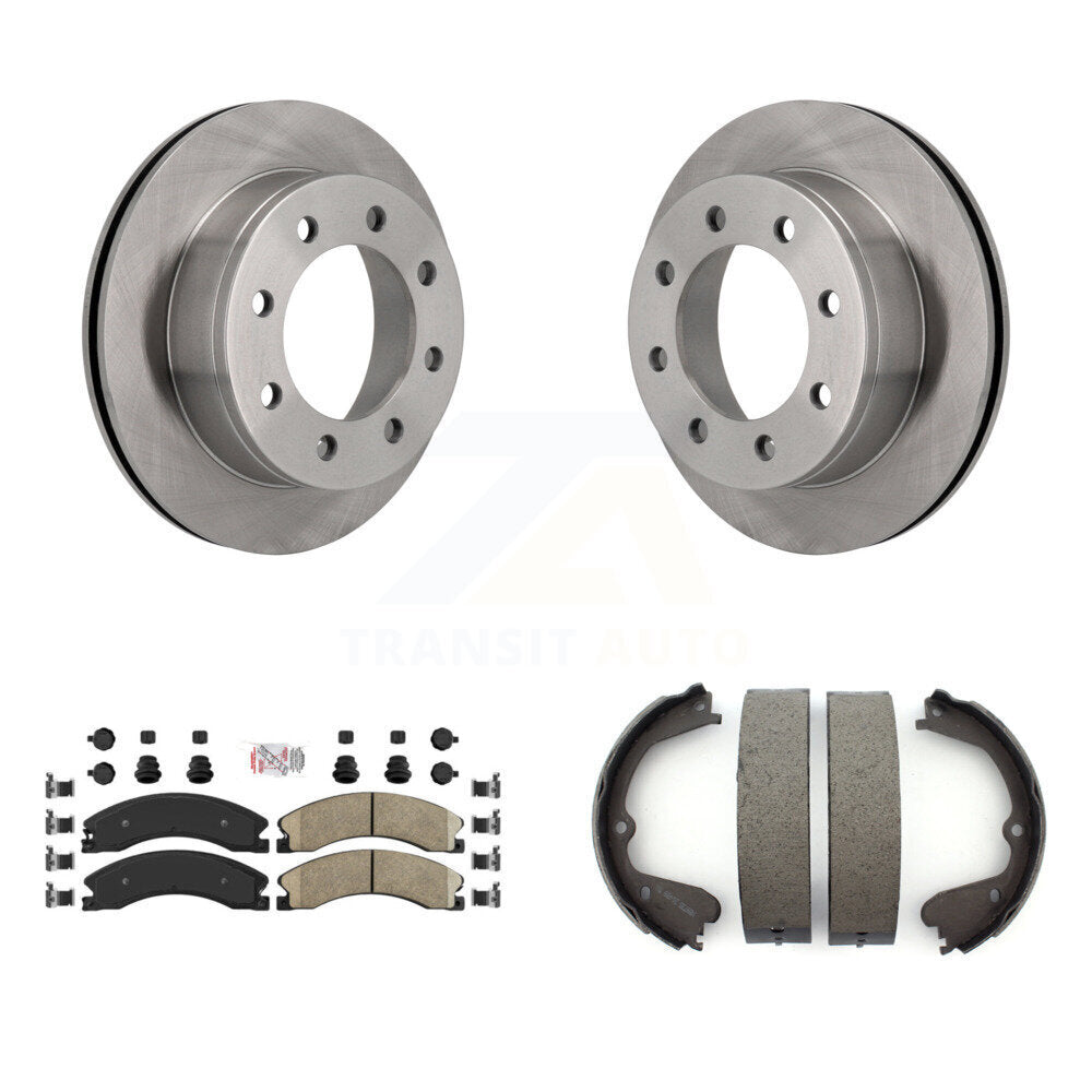Rear Disc Rotors Ceramic Pads And Parking Brake Shoes Kit For Chevrolet Express 4500 K8A-108325