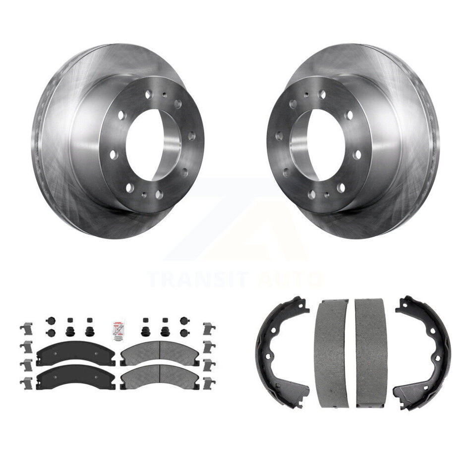 Rear Disc Rotors Semi-Metallic Pads & Parking Shoes Kit For GMC Sierra 2500 HD Chevrolet K8A-108331