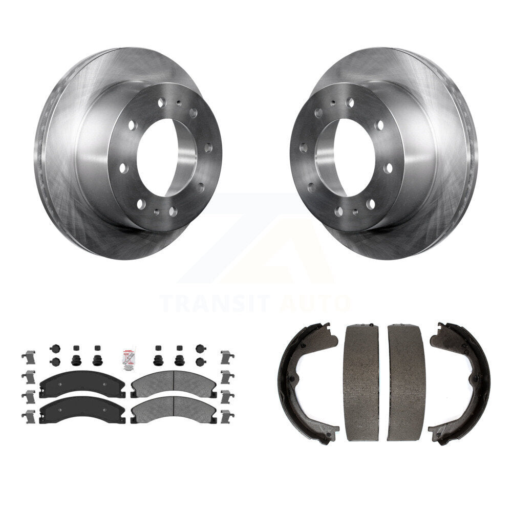 Rear Disc Rotors Semi-Metallic Pads Parking Shoes Kit For Chevrolet Silverado 2500 HD GMC K8A-108332