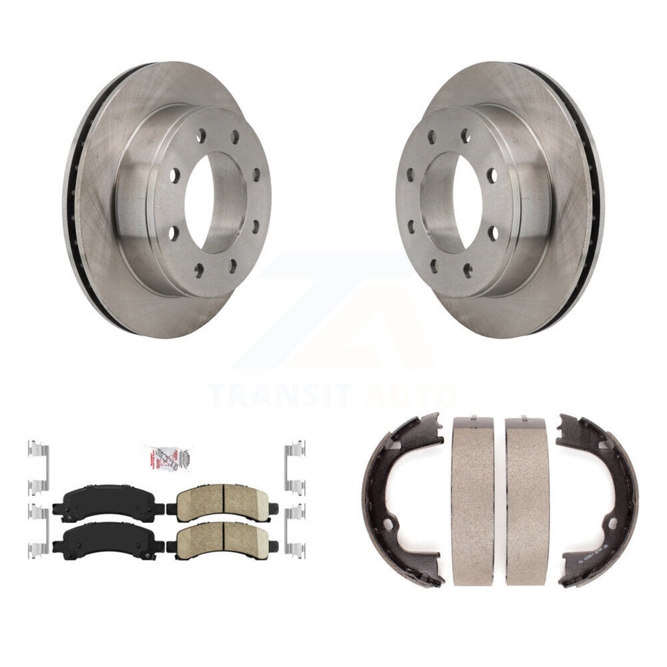 Rear Disc Rotors Ceramic Pads Parking Brake Shoes Kit For Chevrolet Express 2500 3500 GMC K8A-108333