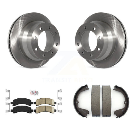 Rear Disc Rotors Ceramic Pads And Parking Brake Shoes Kit For Chevrolet Express 4500 K8A-108335