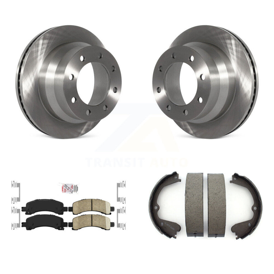 Rear Disc Rotors Ceramic Pads And Parking Brake Shoes Kit For Chevrolet Express 4500 K8A-108335