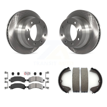 Rear Disc Rotors Semi-Metallic Pads & Parking Brake Shoes Kit For Chevrolet Express 4500 K8A-108336