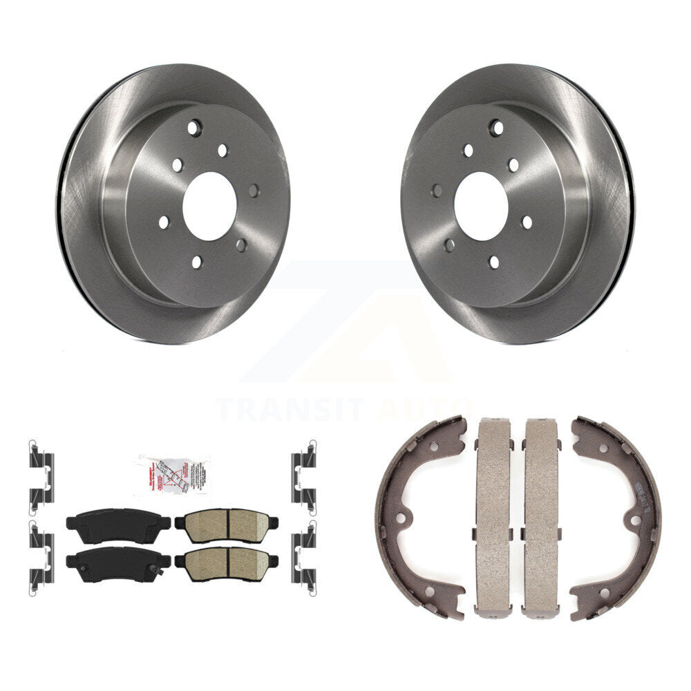 Rear Disc Rotors Ceramic Pads And Parking Brake Shoes Kit For Nissan Frontier Xterra K8A-108342