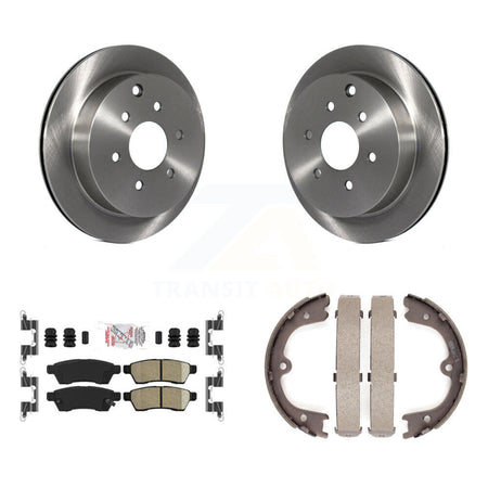 Rear Disc Rotors Ceramic Pads And Parking Brake Shoes Kit For Nissan Frontier Xterra K8A-108343