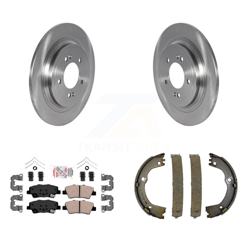 Rear Disc Rotors Ceramic Pads And Parking Brake Shoes Kit For Kia Sportage Hyundai Tucson K8A-108345