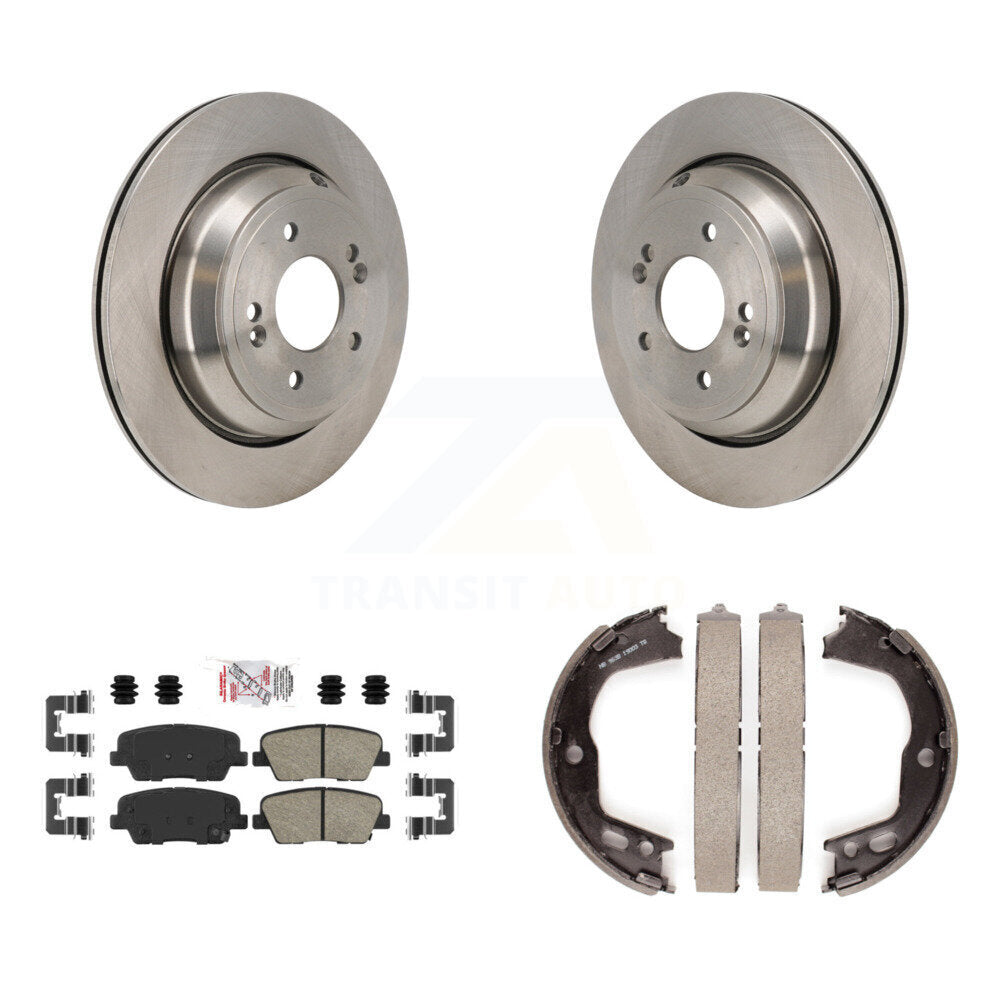 Rear Disc Rotors Ceramic Pads And Parking Brake Shoes Kit For 2011-2013 Hyundai Equus K8A-108348