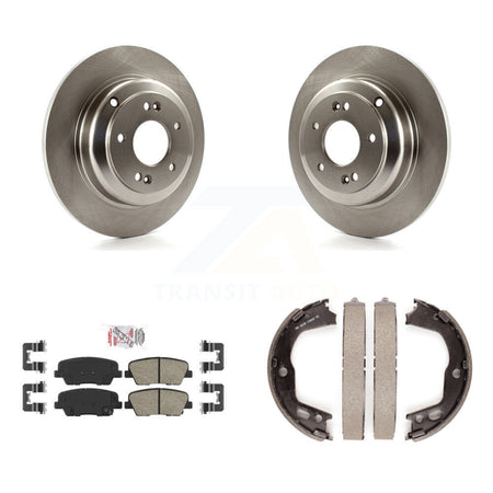 Rear Disc Rotors Ceramic Pads And Parking Brake Shoes Kit For Hyundai Genesis Coupe K8A-108351