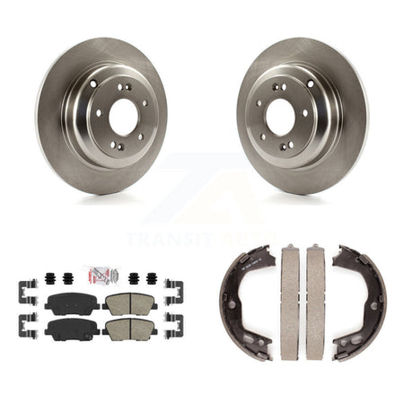 Rear Disc Rotors Ceramic Pads And Parking Brake Shoes Kit For Hyundai Genesis Coupe K8A-108352