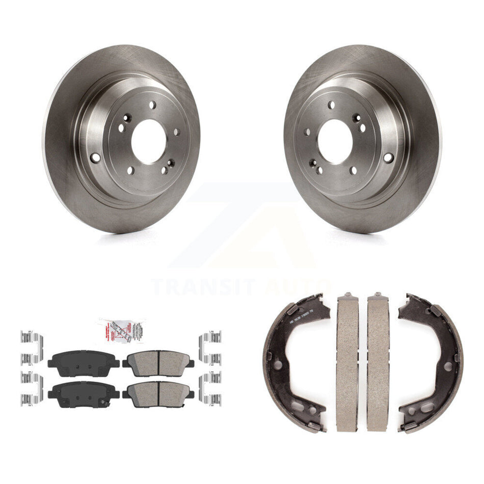 Rear Disc Rotors Ceramic Pads And Parking Brake Shoes Kit For Hyundai Genesis K8A-108356