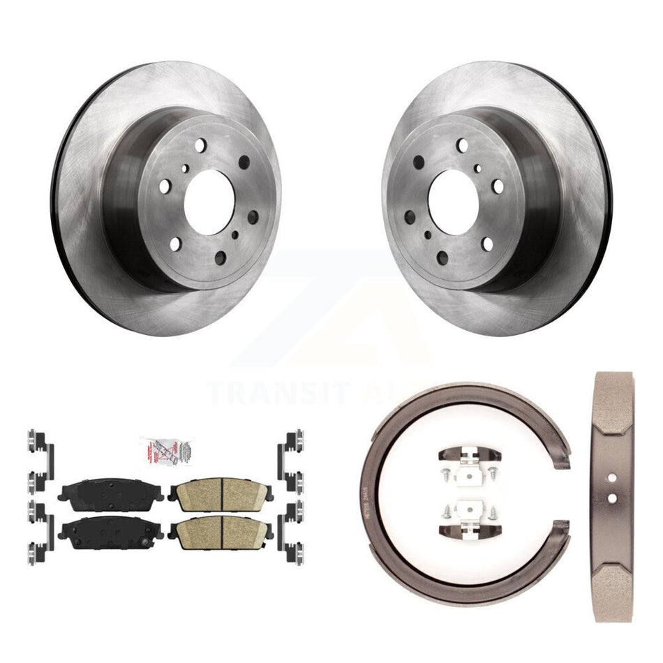 Rear Disc Rotors Ceramic Pads & Parking Shoes Kit For Chevrolet GMC Sierra 1500 Silverado K8A-108360