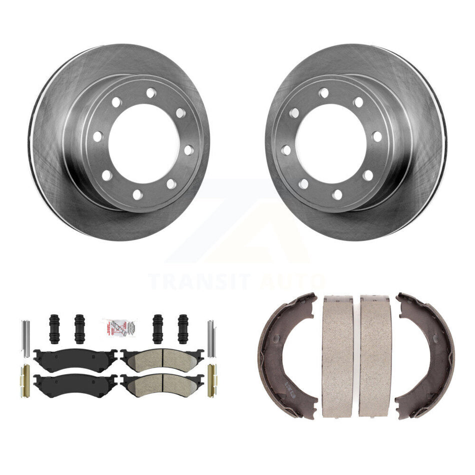 Rear Disc Rotors Semi-Metallic Pads And Parking Shoes Kit For Ford E-350 Super Duty E-250 K8A-108366
