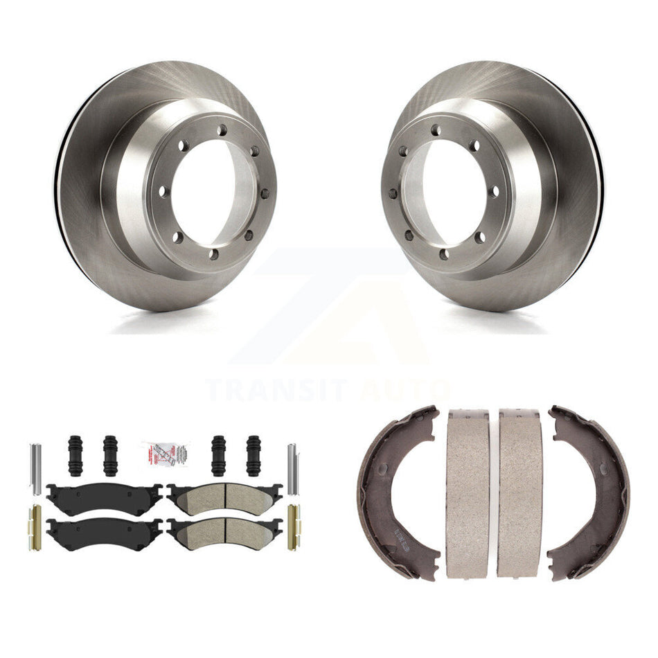 Rear Disc Rotors Semi-Metallic Pads Parking Shoes Kit For Ford E-350 Super Duty Econoline K8A-108368
