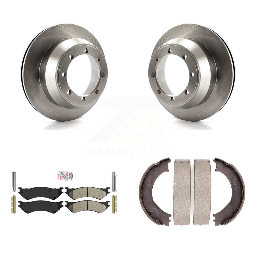 Rear Disc Rotors Semi-Metallic Pads Parking Shoes Kit For Ford E-350 Super Duty Econoline K8A-108371