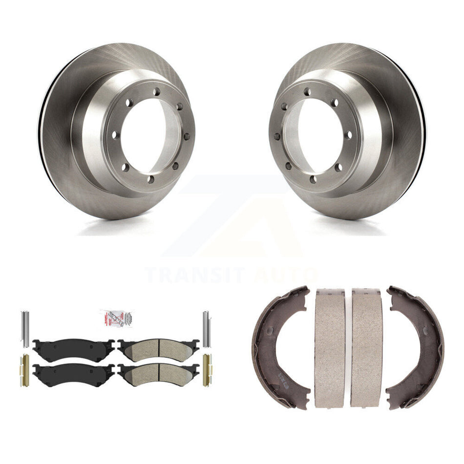 Rear Disc Rotors Semi-Metallic Pads Parking Shoes Kit For Ford E-350 Super Duty Econoline K8A-108371
