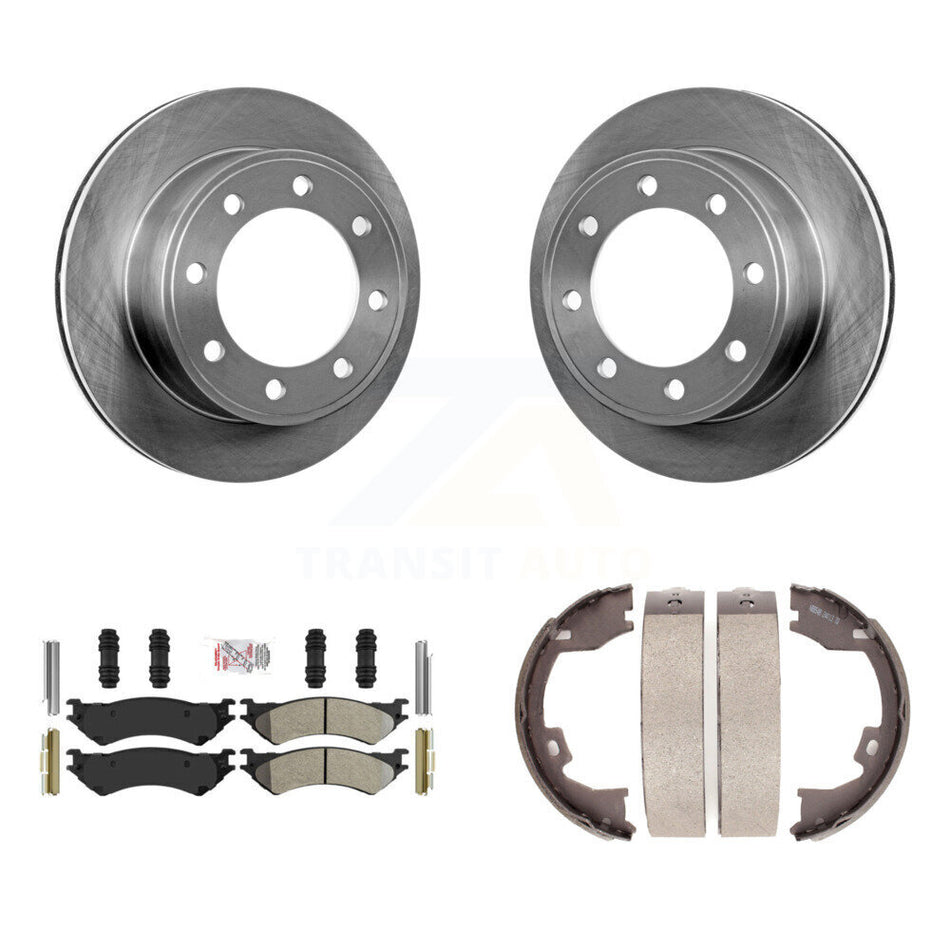 Rear Disc Rotors Semi-Metallic Pads And Parking Shoes Kit For Ford E-350 Super Duty E-250 K8A-108372
