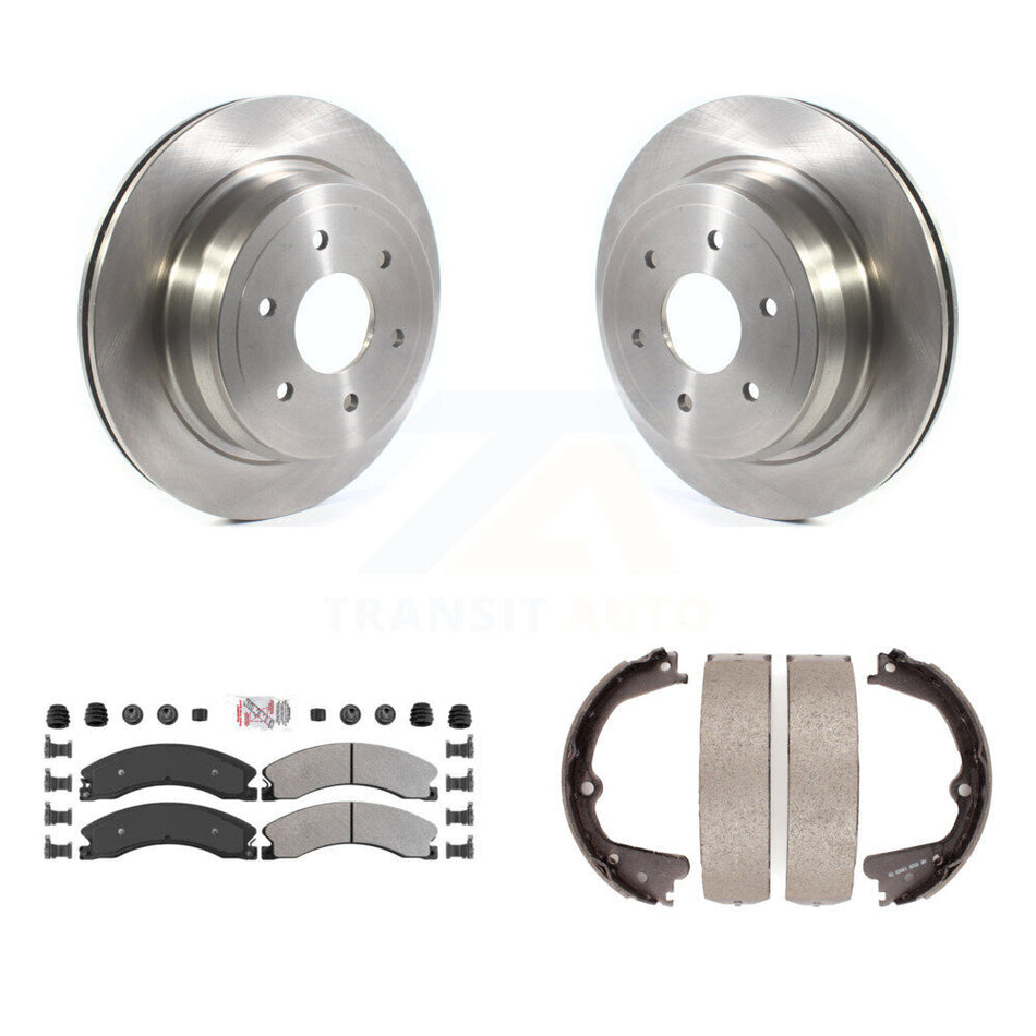Rear Disc Rotors Semi-Metallic Pads Parking Brake Shoes Kit For 2016-2019 Nissan TITAN XD K8A-108380