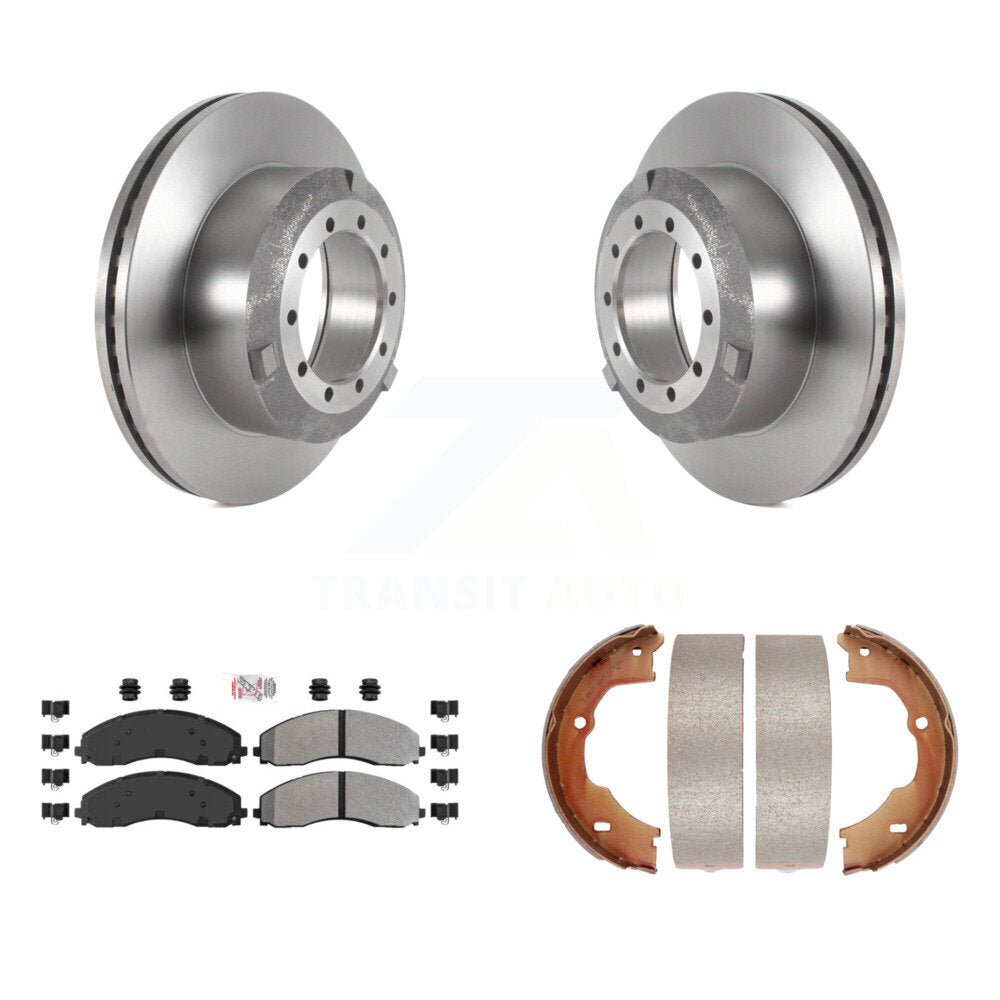 Rear Disc Rotors Semi-Metallic Pads And Parking Shoes Kit For Ford F-450 Super Duty F-550 K8A-108382
