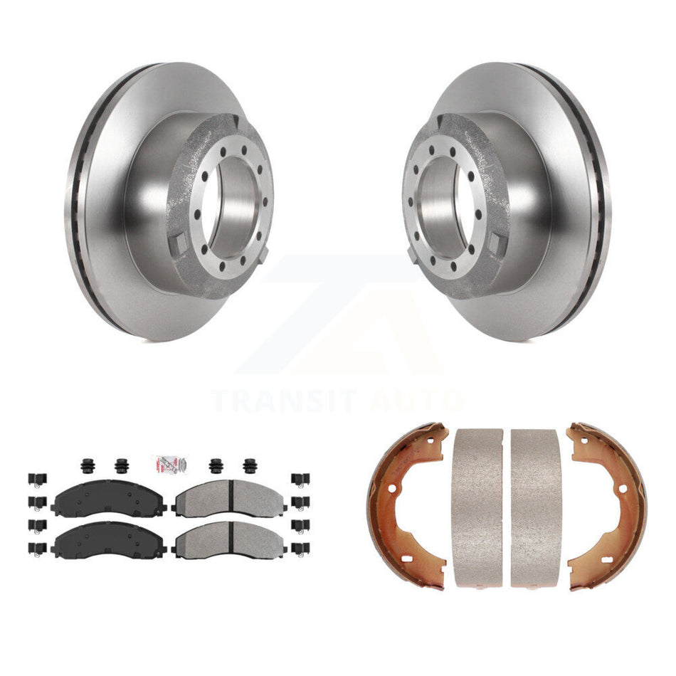 Rear Disc Rotors Semi-Metallic Pads And Parking Shoes Kit For Ford F-450 Super Duty F-550 K8A-108382