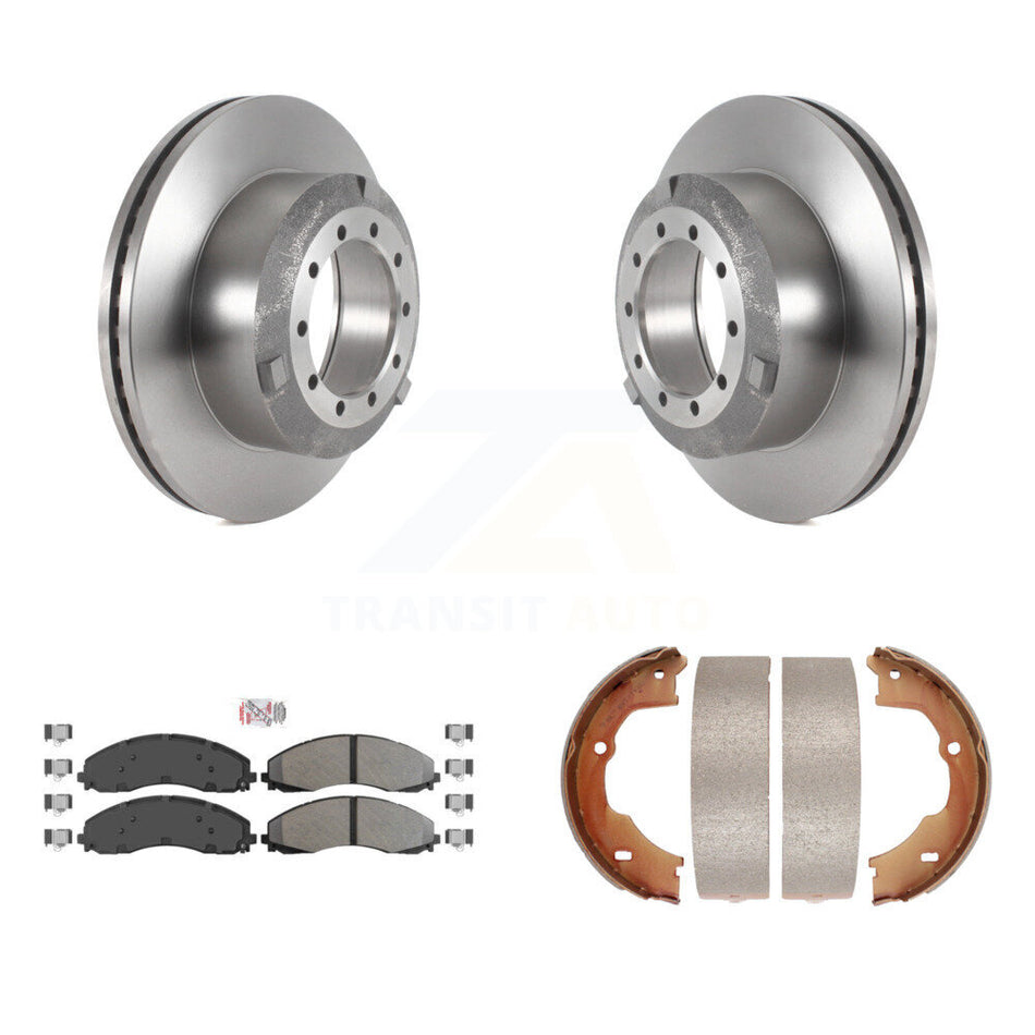 Rear Disc Rotors Semi-Metallic Pads And Parking Shoes Kit For Ford F-450 Super Duty F-550 K8A-108383
