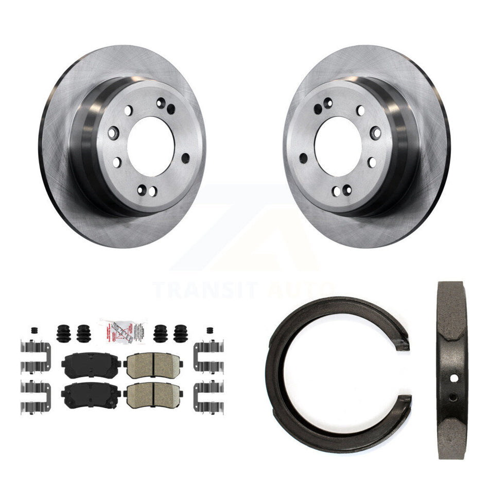 Rear Disc Rotors Ceramic Pads And Parking Brake Shoes Kit For 2011-2016 Kia Sportage FWD K8A-108409