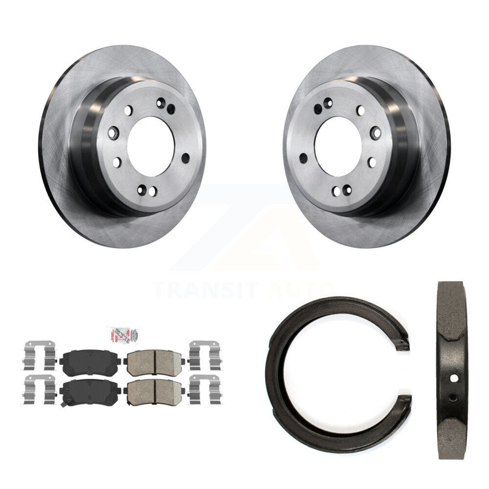 Rear Disc Rotors Ceramic Pads And Parking Brake Shoes Kit For 2011-2016 Kia Sportage FWD K8A-108410
