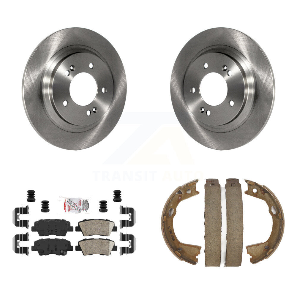 Rear Disc Rotors Ceramic Pads And Parking Brake Shoes Kit For Hyundai Sonata Azera K8A-108412