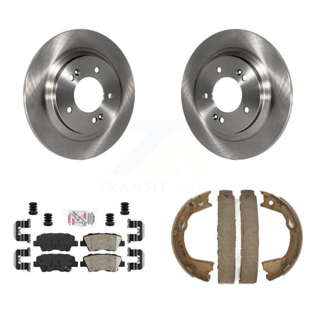 Rear Disc Rotors Ceramic Pads And Parking Brake Shoes Kit For Hyundai Sonata Azera K8A-108412