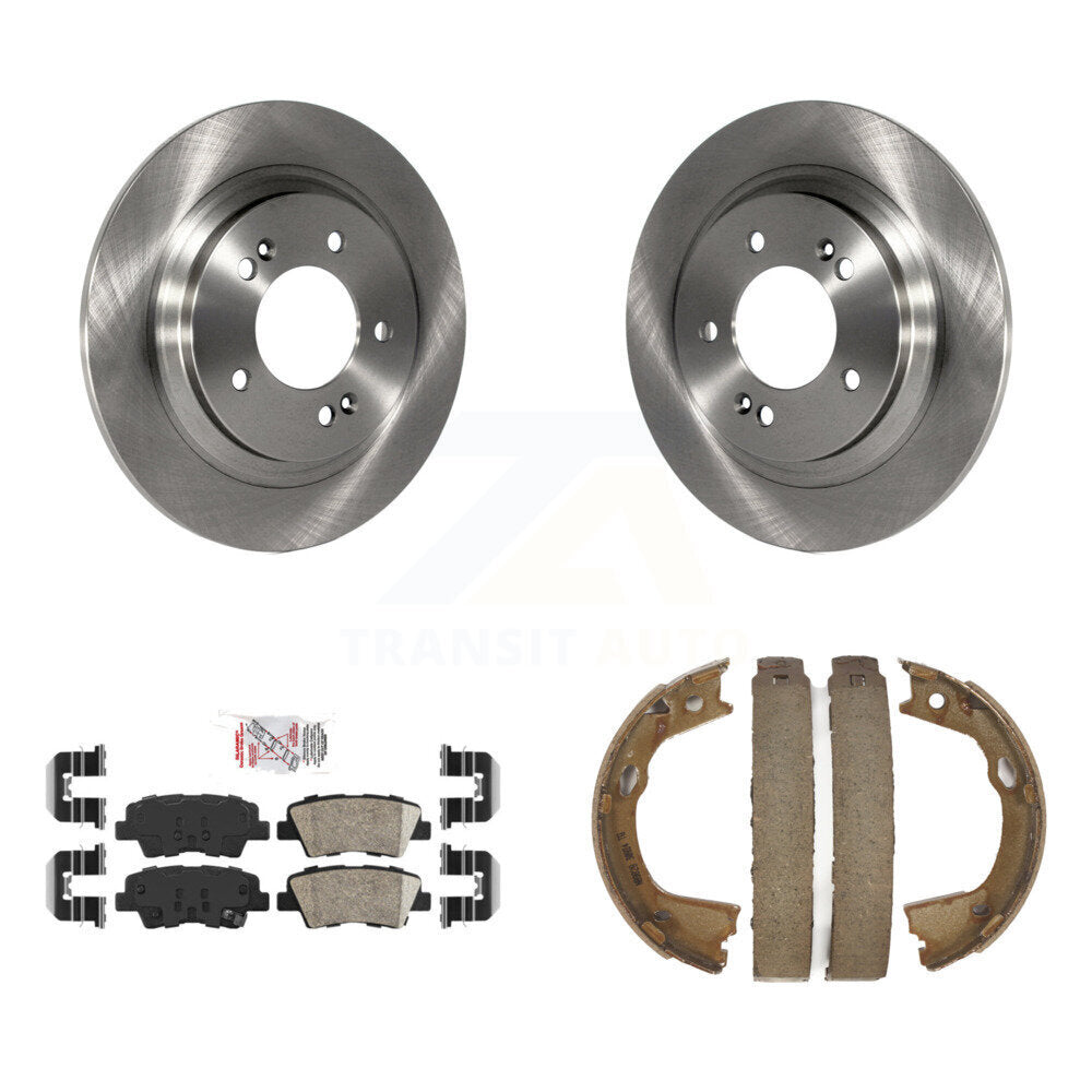 Rear Disc Rotors Ceramic Pads And Parking Brake Shoes Kit For Hyundai Sonata Azera K8A-108414
