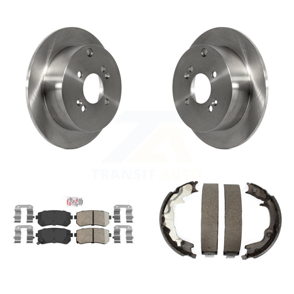 Rear Disc Rotors Ceramic Pads Parking Shoes Kit For 2006-2007 Hyundai Accent Kia Rio5 Rio K8A-108418