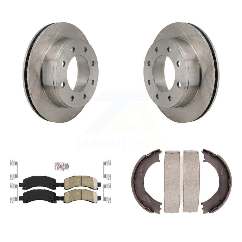 Rear Disc Rotors Ceramic Pads And Parking Shoes Kit For Chevrolet Express 2500 GMC Savana K8A-108419