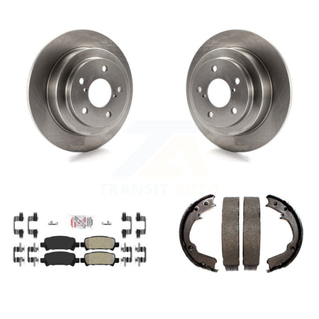 Rear Disc Rotors Semi-Metallic Pads & Parking Brake Shoes Kit For Subaru Forester Impreza K8A-108423