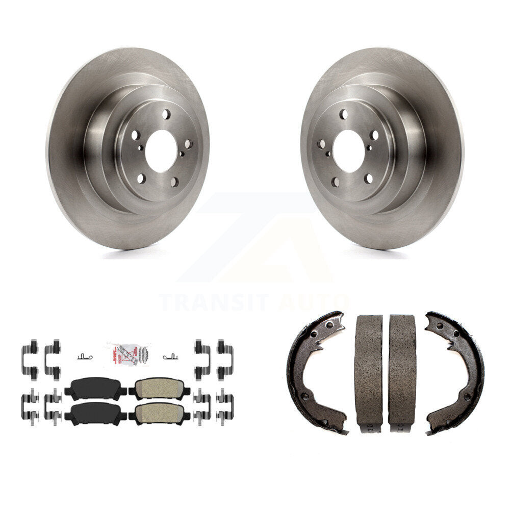 Rear Disc Rotors Semi-Metallic Pads And Parking Brake Shoes Kit For 2000 Subaru Legacy K8A-108424