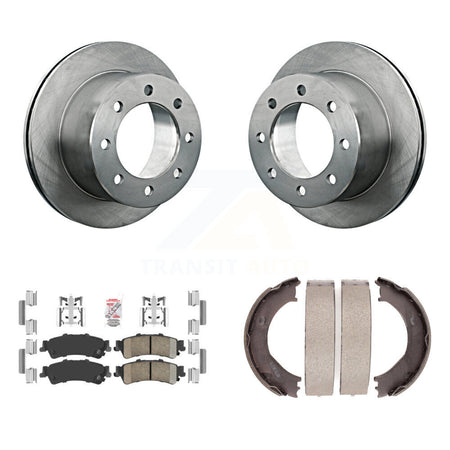 Rear Disc Rotors Ceramic Pads And Parking Brake Shoes Kit For 2001 GMC Sierra 3500 K8A-108429