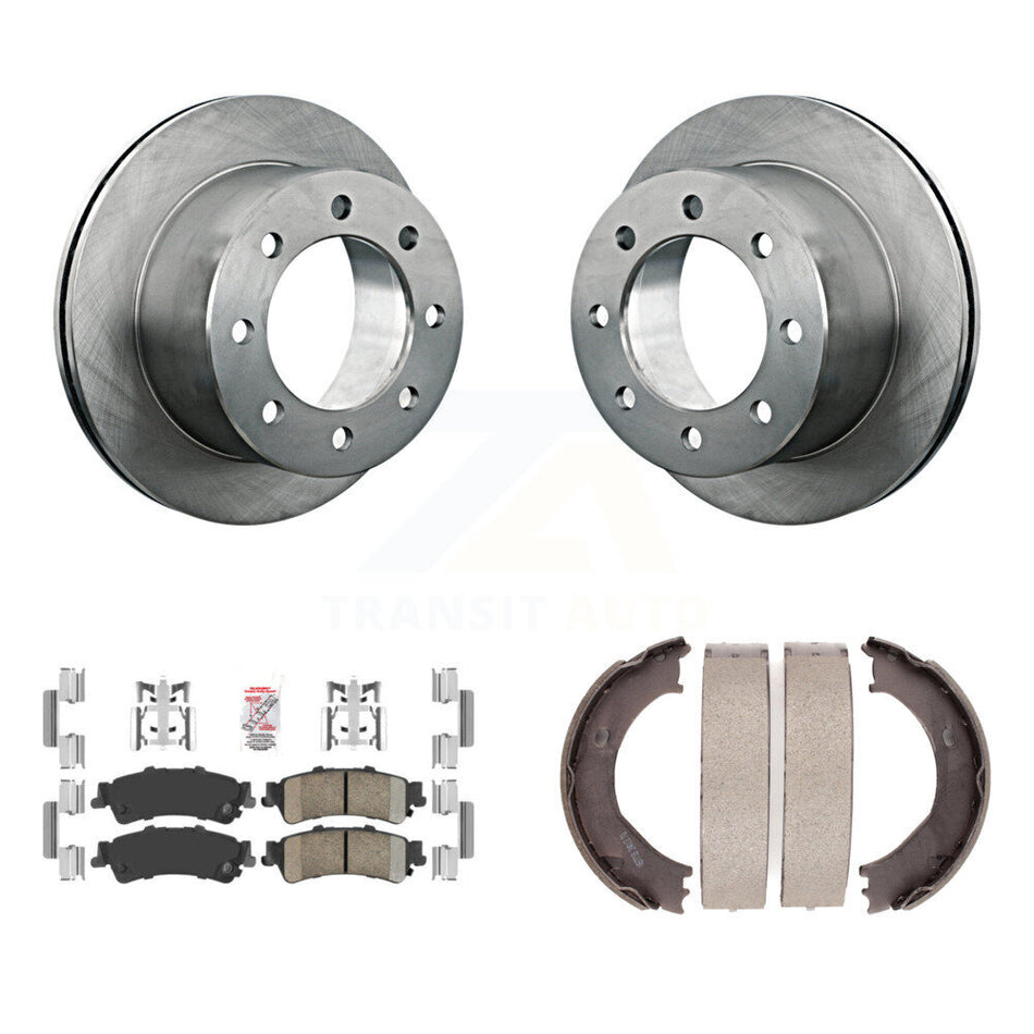 Rear Disc Rotors Ceramic Pads And Parking Brake Shoes Kit For 2001 GMC Sierra 3500 K8A-108429