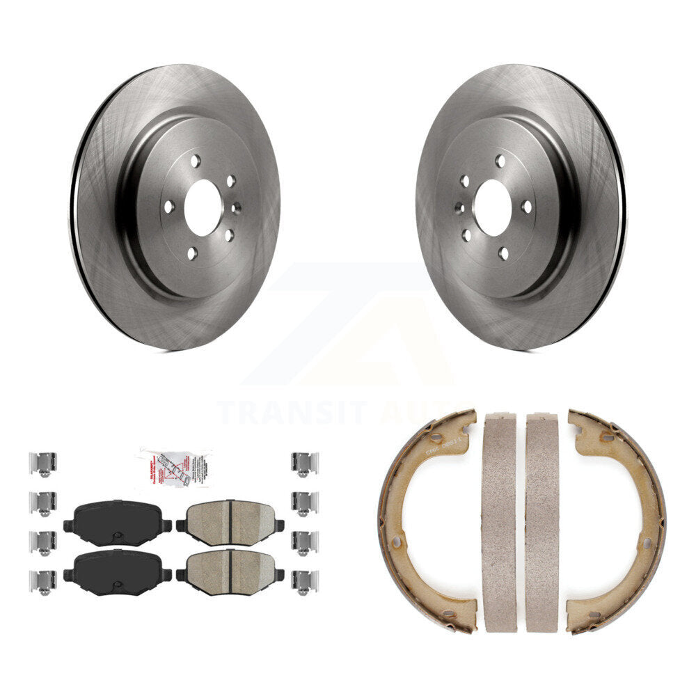 Rear Disc Rotors Ceramic Pads And Parking Brake Shoes Kit For Lincoln MKT K8A-108433