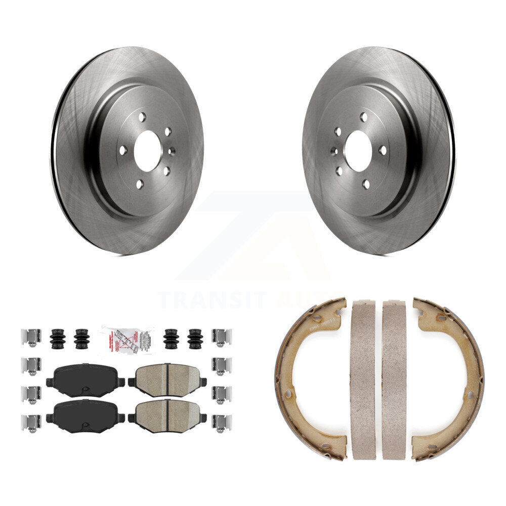 Rear Disc Rotors Ceramic Pads And Parking Brake Shoes Kit For Lincoln MKT K8A-108434