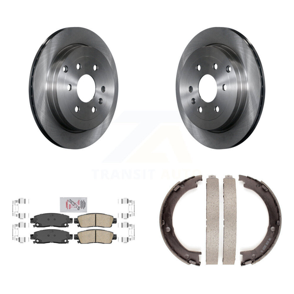 Rear Disc Rotors Ceramic Pads & Parking Shoes Kit For GMC Acadia Buick Enclave Chevrolet K8A-108438