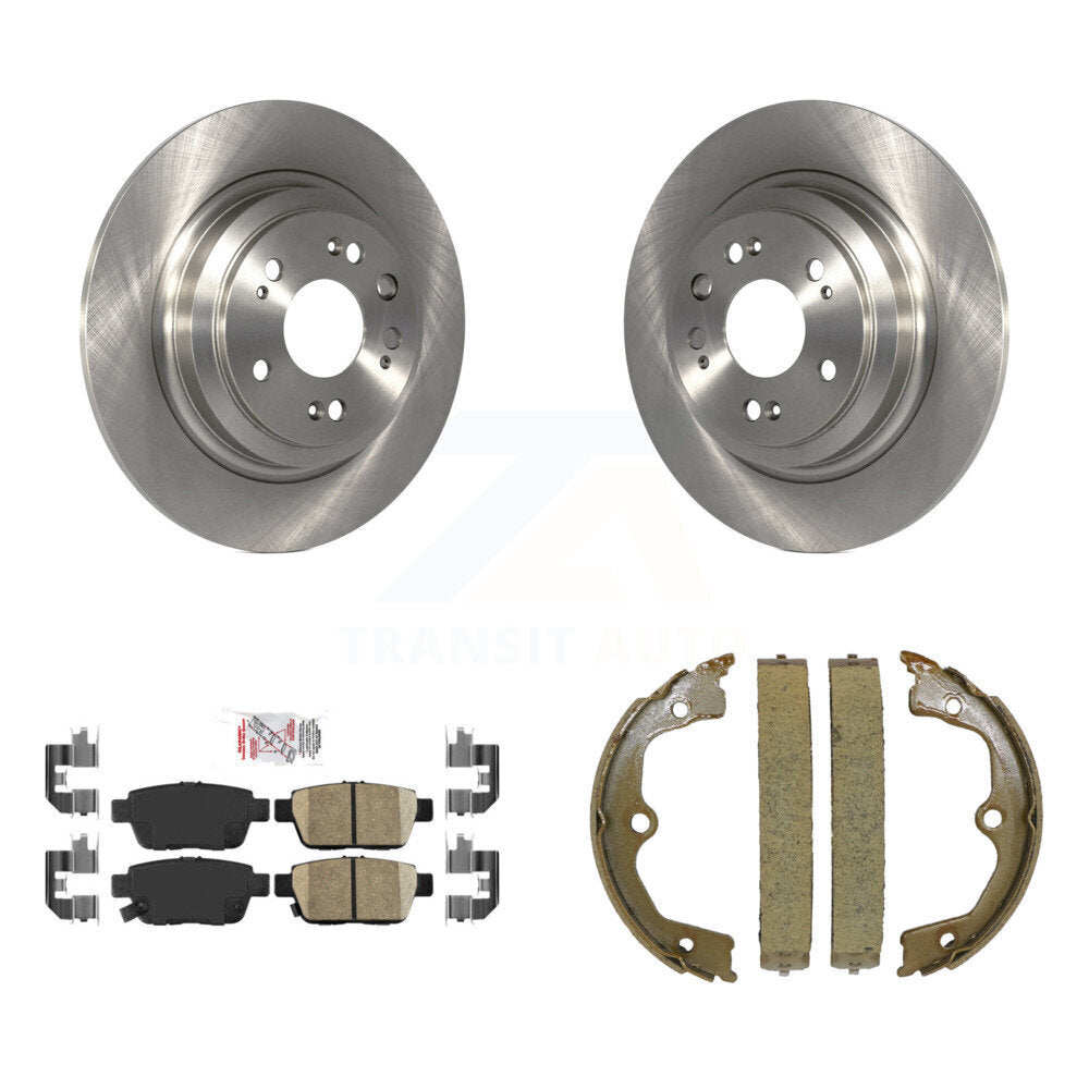 Rear Disc Rotors Ceramic Pads And Parking Brake Shoes Kit For 2009-2014 Acura TL K8A-108442