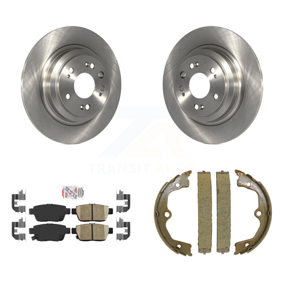Rear Disc Rotors Ceramic Pads And Parking Brake Shoes Kit For 2009-2014 Acura TL K8A-108442