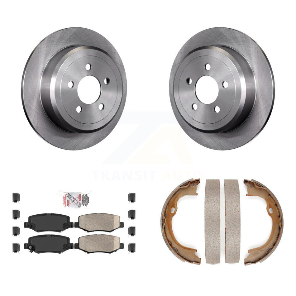 Rear Disc Rotors Ceramic Pads And Parking Brake Shoes Kit For Jeep Liberty Dodge Nitro K8A-108452
