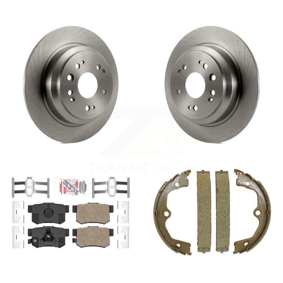 Rear Disc Rotors Ceramic Pads And Parking Brake Shoes Kit For Honda Accord Crosstour K8A-108456