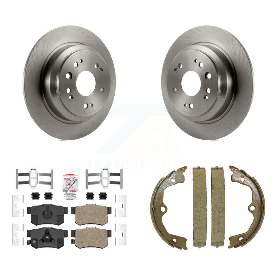 Rear Disc Rotors Ceramic Pads And Parking Brake Shoes Kit For Honda Accord Crosstour K8A-108457