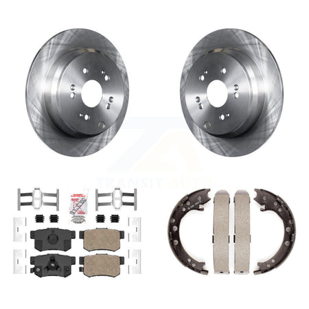 Rear Disc Rotors Ceramic Pads And Parking Brake Shoes Kit For Honda CR-V Acura RDX K8A-108459