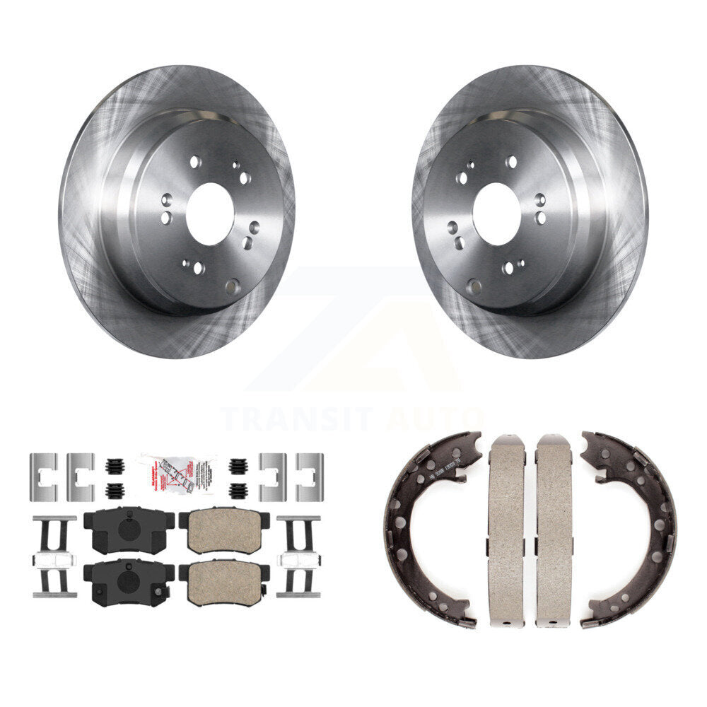 Rear Disc Rotors Ceramic Pads And Parking Brake Shoes Kit For Acura RDX K8A-108460