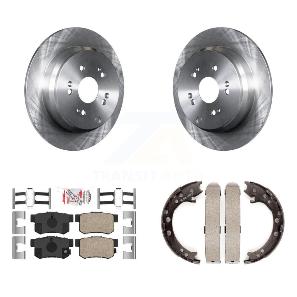 Rear Disc Rotors Ceramic Pads And Parking Brake Shoes Kit For Acura RDX K8A-108461