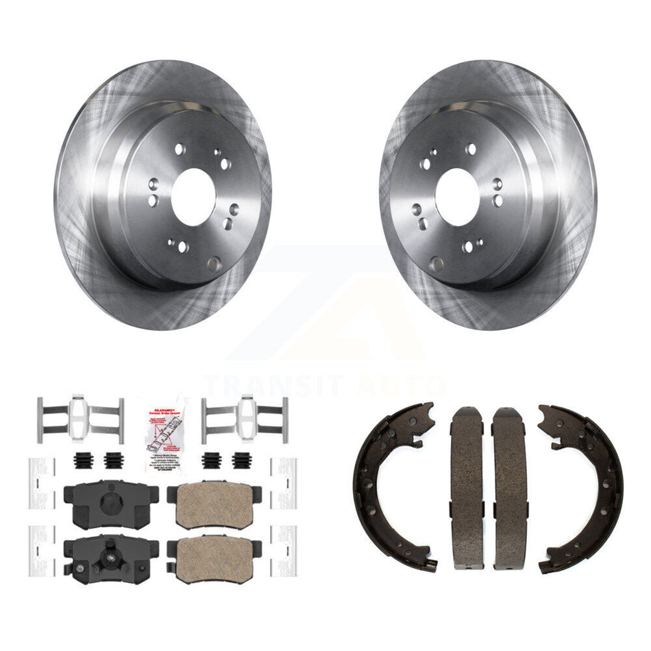 Rear Disc Rotors Ceramic Pads And Parking Brake Shoes Kit For 2005-2006 Honda CR-V K8A-108463