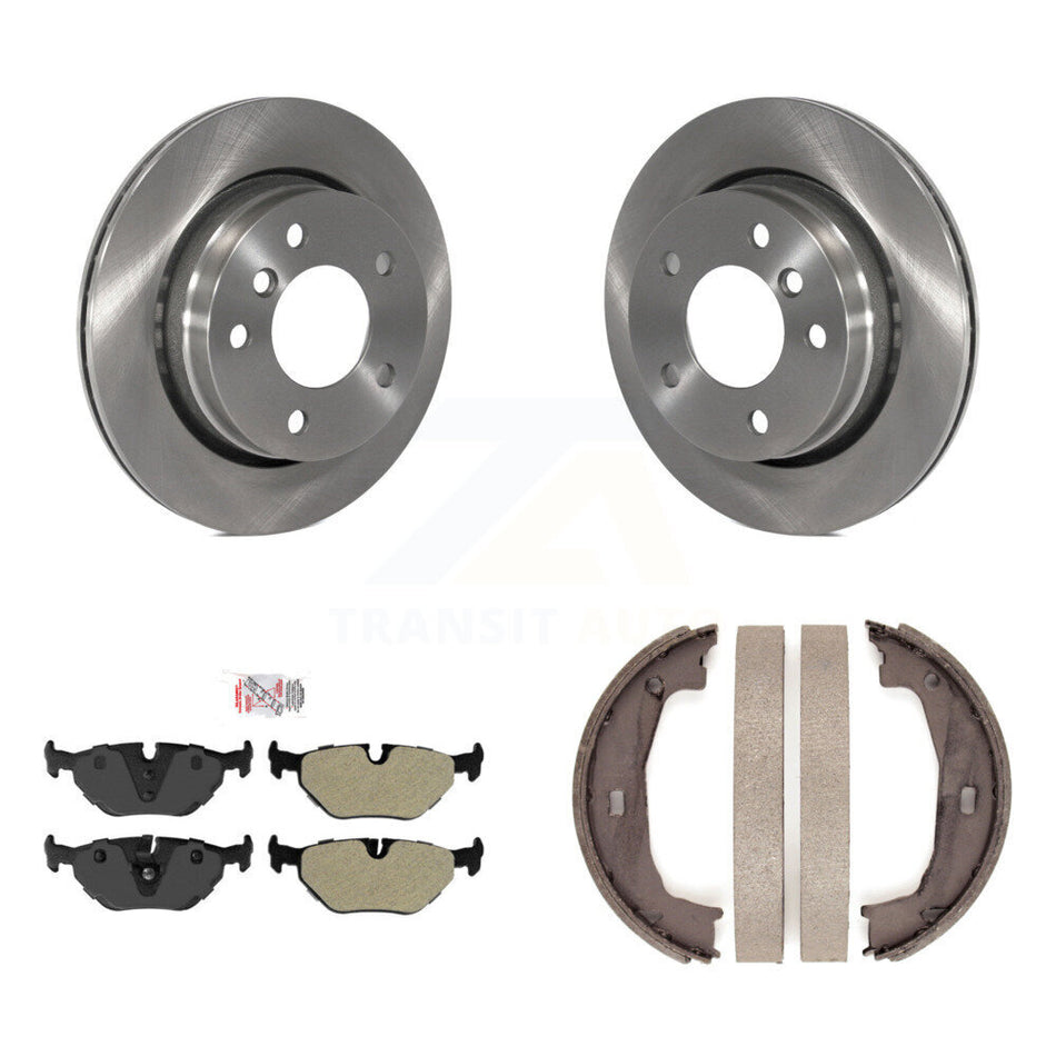 Rear Disc Rotors Semi-Metallic Pads And Parking Brake Shoes Kit For BMW 320i 323Ci 323i K8A-108466